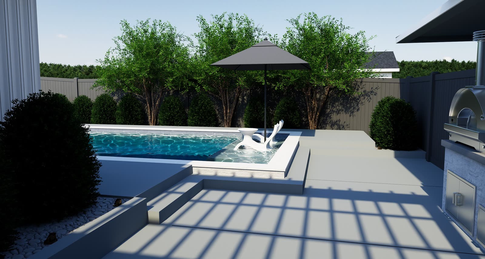 Modern pool design — Pool · outdoor kitchen